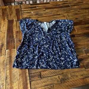 GAP Navy Blue Floral Blouse
